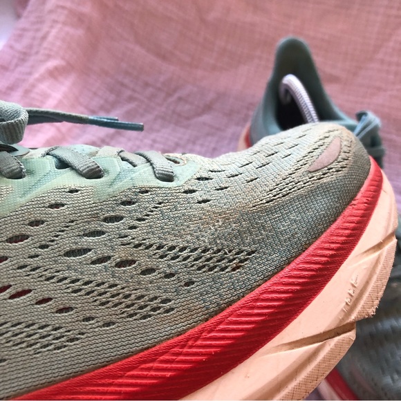 HOKA Clifton 8 Blue and Red Running Walking Shoe Sneakers - Picture 11 of 11